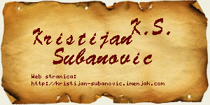 Kristijan Subanović vizit kartica